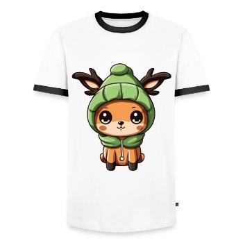 Deer Cute Winter - Men's Ringer Shirt - white/black - Front - AI Model Female 172 light (172cm) & AI Model Male 178 dark (178cm)