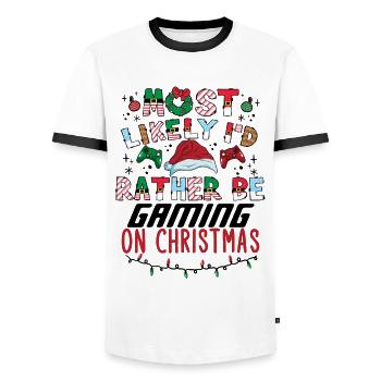 Weihnachten Noël Gamer Gaming à Noël - T-shirt contrasté Homme - blanc/noir - Devant - AI Model Female 172 light (172cm) & AI Model Male 178 dark (178cm)