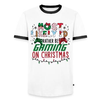 Weihnachten Noël Gamer Gaming à Noël - T-shirt contrasté Homme - blanc/noir - Devant - AI Model Female 172 light (172cm) & AI Model Male 178 dark (178cm)