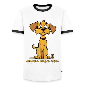 Quelle vie de chien - Un chien mignon - T-shirt contrasté Homme - blanc/noir - Devant - AI Model Female 172 light (172cm) & AI Model Male 178 dark (178cm)