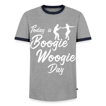 Swing Boogie Woogie Dance Dancing - Männer Kontrast-T-Shirt - Grau/Navy  - Vorne - AI Model Female 172 light (172cm) & AI Model Male 178 light (178cm)
