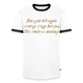 Boogie Woogie Joke Dancing Swing - Männer Kontrast-T-Shirt - Weiß/Schwarz - Vorne - AI Model Female 172 light (172cm) & AI Model Male 178 dark (178cm)
