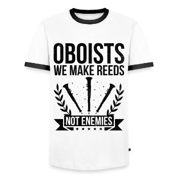Oboe Player Oboe Basoonist Marching Band Instrumen - Men's Ringer Shirt - white/black - Front - AI Model Female 172 light (172cm) & AI Model Male 178 dark (178cm)