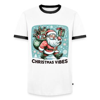 Christmas Vibes - Funny Holidays Funny Christmas - Men's Ringer Shirt - white/black - Front - AI Model Female 172 light (172cm) & AI Model Male 178 dark (178cm)