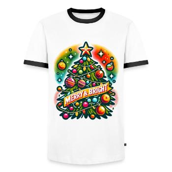 Merry & Bright - Funny Holidays Funny Christmas - Männer Kontrast-T-Shirt - Weiß/Schwarz - Vorne - AI Model Female 172 light (172cm) & AI Model Male 178 dark (178cm)