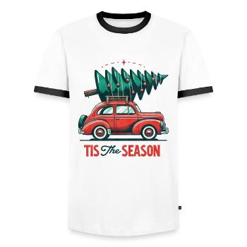 Tis the Season - Funny Holidays Funny Christmas - Männer Kontrast-T-Shirt - Weiß/Schwarz - Vorne - AI Model Female 172 light (172cm) & AI Model Male 178 dark (178cm)