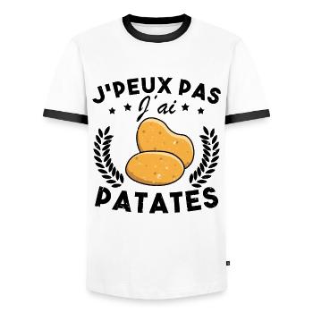 J'peux pas j'ai Patates Cadeau Jardinier Humour - T-shirt contrasté Homme - blanc/noir - Devant - AI Model Female 172 light (172cm) & AI Model Male 178 dark (178cm)