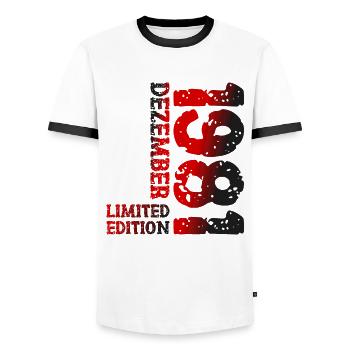 1981 Dezember Limited Edition 42. Geburtstag Deko - Männer Kontrast-T-Shirt - Weiß/Schwarz - Vorne - AI Model Female 172 light (172cm) & AI Model Male 178 dark (178cm)