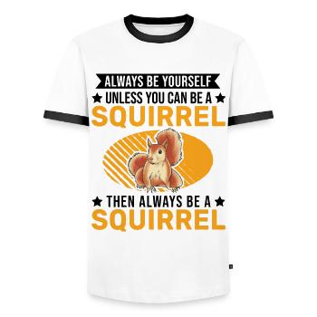 Always be yourself Squirrel Eichhörnchen - Men's Ringer Shirt - white/black - Front - AI Model Female 172 light (172cm) & AI Model Male 178 dark (178cm)