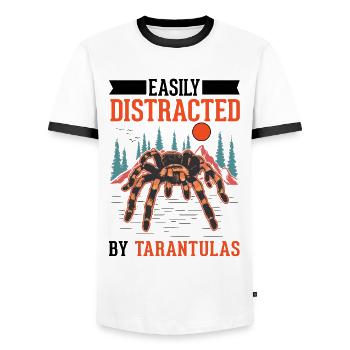 Easily distracted by Tarantulas Tarantel - Männer Kontrast-T-Shirt - Weiß/Schwarz - Vorne - AI Model Female 172 light (172cm) & AI Model Male 178 dark (178cm)