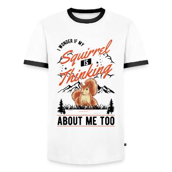 Écureuil cadeau écureuil gris - T-shirt contrasté Homme - blanc/noir - Devant - AI Model Female 172 light (172cm) & AI Model Male 178 dark (178cm)