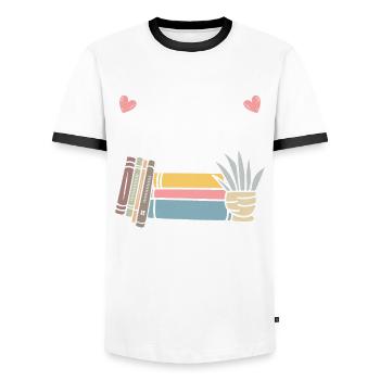 Reading Book Lover I Love My Book Boyfriend - Men's Ringer Shirt - white/black - Front - AI Model Female 172 light (172cm) & AI Model Male 178 dark (178cm)