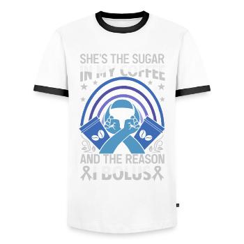 Elle est le sucre dans mon café - T-shirt contrasté Homme - blanc/noir - Devant - AI Model Female 172 light (172cm) & AI Model Male 178 dark (178cm)