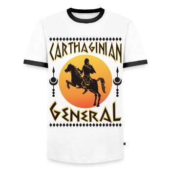 Karthagischer General - Männer Kontrast-T-Shirt - Weiß/Schwarz - Vorne - AI Model Female 172 light (172cm) & AI Model Male 178 dark (178cm)