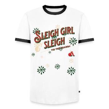 Sleigh Girl Sleigh Funny Ugly Christmas für Frauen - Männer Kontrast-T-Shirt - Weiß/Schwarz - Vorne - AI Model Female 172 light (172cm) & AI Model Male 178 dark (178cm)