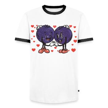 Cute Blueberry Couple Hugging Blueberry Lovers - Männer Kontrast-T-Shirt - Weiß/Schwarz - Vorne - AI Model Female 172 light (172cm) & AI Model Male 178 dark (178cm)