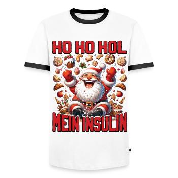 Ho Ho Hold My Blood Sugar Level - Diabetes Spruch - Männer Kontrast-T-Shirt - Weiß/Schwarz - Vorne - AI Model Female 172 light (172cm) & AI Model Male 178 dark (178cm)