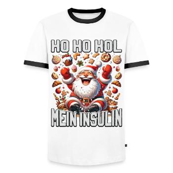 Ho Ho Hold My Blood Sugar Level - Diabetes Spruch - Männer Kontrast-T-Shirt - Weiß/Schwarz - Vorne - AI Model Female 172 light (172cm) & AI Model Male 178 dark (178cm)