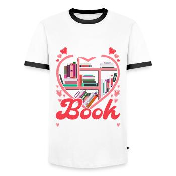 Reading Book Lover In Love With My Book Boyfriend - Men's Ringer Shirt - white/black - Front - AI Model Female 172 light (172cm) & AI Model Male 178 dark (178cm)