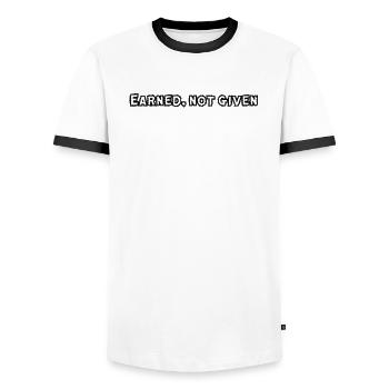 Condition physique - Gagnée, non donnée - T-shirt contrasté Homme - blanc/noir - Devant - AI Model Female 172 light (172cm) & AI Model Male 178 dark (178cm)