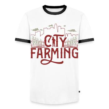 city farmer - Men's Ringer Shirt - white/black - Front - AI Model Female 172 light (172cm) & AI Model Male 178 dark (178cm)