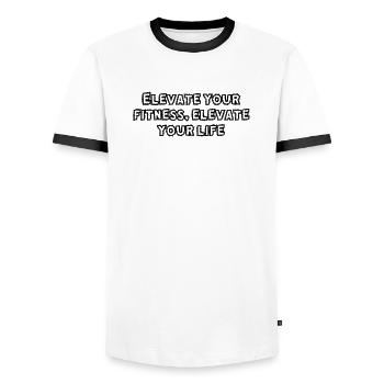 Fitness - Elevate your fitness, elevate your life - Männer Kontrast-T-Shirt - Weiß/Schwarz - Vorne - AI Model Female 172 light (172cm) & AI Model Male 178 dark (178cm)