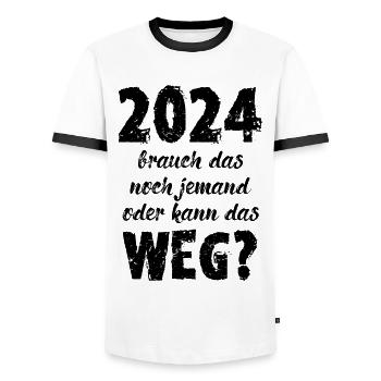 2024 Brauch Das Noch Jemand Oder Kann Das Weg Fun - Männer Kontrast-T-Shirt - Weiß/Schwarz - Vorne - AI Model Female 172 light (172cm) & AI Model Male 178 dark (178cm)