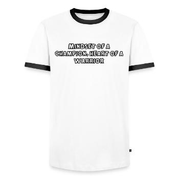 Fitness - Mindset of a champion, heart of a - Men's Ringer Shirt - white/black - Front - AI Model Female 172 light (172cm) & AI Model Male 178 dark (178cm)