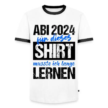 Abi 2024 Für Dieses Shirt Musste Ich Lange Lernen - Männer Kontrast-T-Shirt - Weiß/Schwarz - Vorne - AI Model Female 172 light (172cm) & AI Model Male 178 dark (178cm)
