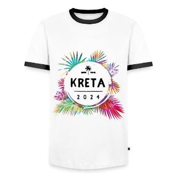 Crete 2024 Colorful - Men's Ringer Shirt - white/black - Front - AI Model Female 172 light (172cm) & AI Model Male 178 dark (178cm)