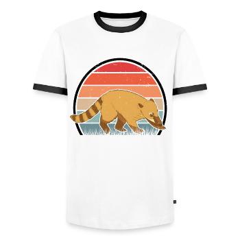 Nasenbär Retro Coati Vintage - Men's Ringer Shirt - white/black - Front - AI Model Female 172 light (172cm) & AI Model Male 178 dark (178cm)