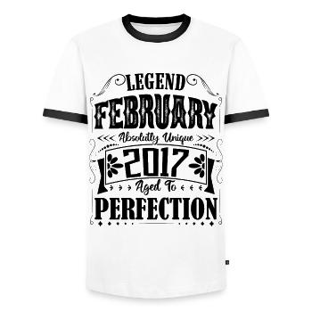 February 2017. February 2017 Birthday Gift. - Men's Ringer Shirt - white/black - Front - AI Model Female 172 light (172cm) & AI Model Male 178 dark (178cm)