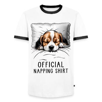 Beagle Chemise de sieste officielle - T-shirt contrasté Homme - blanc/noir - Devant - AI Model Female 172 light (172cm) & AI Model Male 178 dark (178cm)