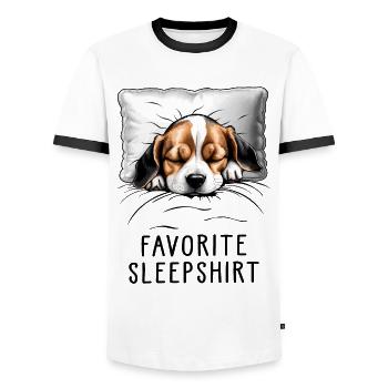Beagle Favorite Sleepshirt - Men's Ringer Shirt - white/black - Front - AI Model Female 172 light (172cm) & AI Model Male 178 dark (178cm)
