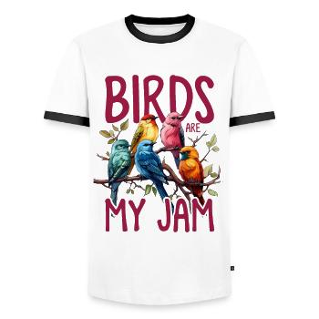 Lustige Vögel Vogelkunde Ornithologe Lustiger Vogelbeobachter - Männer Kontrast-T-Shirt - Weiß/Schwarz - Vorne - AI Model Female 172 light (172cm) & AI Model Male 178 dark (178cm)