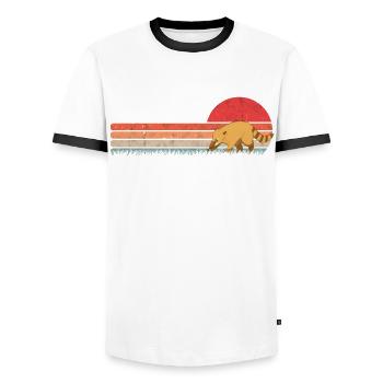 Nasenbär Retro Coati Vintage - Men's Ringer Shirt - white/black - Front - AI Model Female 172 light (172cm) & AI Model Male 178 dark (178cm)