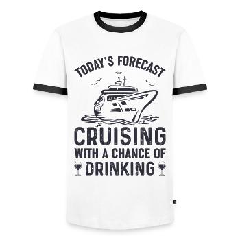 Funny Cruising Lovers Summer Travel Beach - Men's Ringer Shirt - white/black - Front - AI Model Female 172 light (172cm) & AI Model Male 178 dark (178cm)