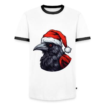 Krähe Rabe Weihnachten Tier Kopf - Männer Kontrast-T-Shirt - Weiß/Schwarz - Vorne - AI Model Female 172 light (172cm) & AI Model Male 178 dark (178cm)