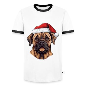 Boerboel chien Noël drôle Noël - T-shirt contrasté Homme - blanc/noir - Devant - AI Model Female 172 light (172cm) & AI Model Male 178 dark (178cm)