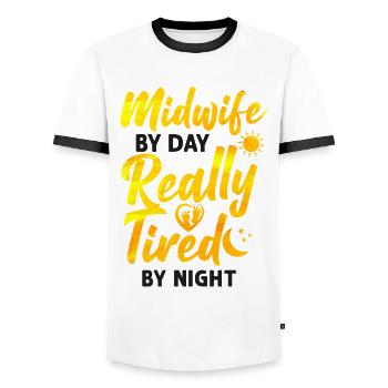 Nurse Midwife Birth Worker Midwife - Men's Ringer Shirt - white/black - Front - AI Model Female 172 light (172cm) & AI Model Male 178 dark (178cm)