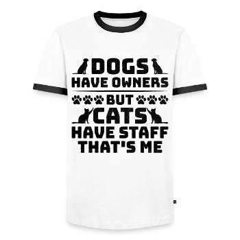 Tiersitter Haustiersitter Hund und Katzensitter Hund Wal - Männer Kontrast-T-Shirt - Weiß/Schwarz - Vorne - AI Model Female 172 light (172cm) & AI Model Male 178 dark (178cm)