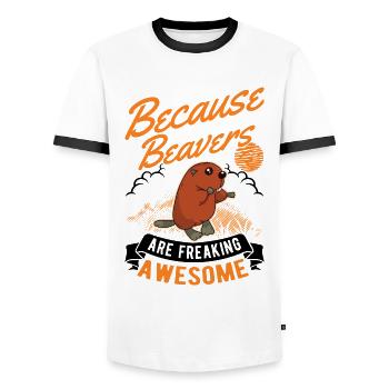 Beaver Gift Barrage de castors - T-shirt contrasté Homme - blanc/noir - Devant - AI Model Female 172 light (172cm) & AI Model Male 178 dark (178cm)