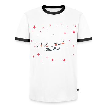 Cute Cranberry Couple Hugging Cranberry Fruits - Männer Kontrast-T-Shirt - Weiß/Schwarz - Vorne - AI Model Female 172 light (172cm) & AI Model Male 178 dark (178cm)