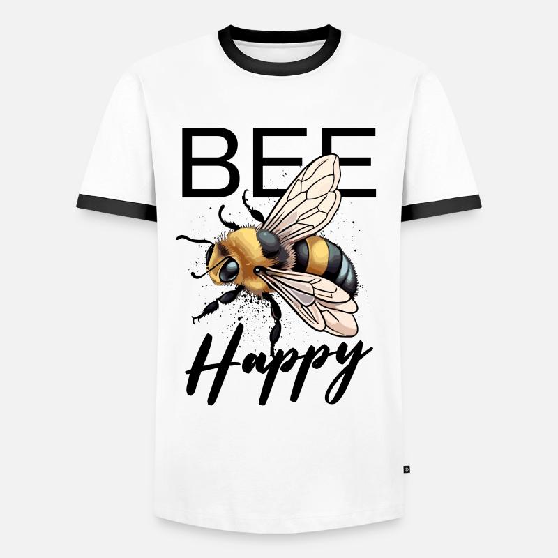 Bee Happy - Männer Kontrast-T-Shirt - Weiß/Schwarz