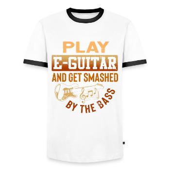 Jouez de la guitare électrique et faites-vous écraser par la basse - T-shirt contrasté Homme - blanc/noir - Devant - AI Model Female 172 light (172cm) & AI Model Male 178 dark (178cm)