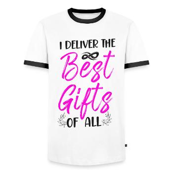 LD Labour And Delivery Nurse - Men's Ringer Shirt - white/black - Front - AI Model Female 172 light (172cm) & AI Model Male 178 dark (178cm)