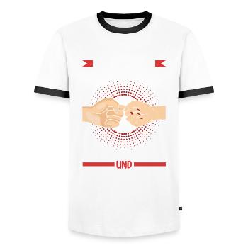 Geschwister Bruder und Schwester - Männer Kontrast-T-Shirt - Weiß/Schwarz - Vorne - AI Model Female 172 light (172cm) & AI Model Male 178 dark (178cm)