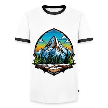 Berge Symbol Wandern Schild - Männer Kontrast-T-Shirt - Weiß/Schwarz - Vorne - AI Model Female 172 light (172cm) & AI Model Male 178 dark (178cm)