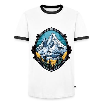 Mountains Alps Symbol Coat of Arms - Men's Ringer Shirt - white/black - Front - AI Model Female 172 light (172cm) & AI Model Male 178 dark (178cm)