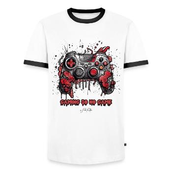 Gaming macht keinen Spaß, Gamer - Männer Kontrast-T-Shirt - Weiß/Schwarz - Vorne - AI Model Female 172 light (172cm) & AI Model Male 178 dark (178cm)